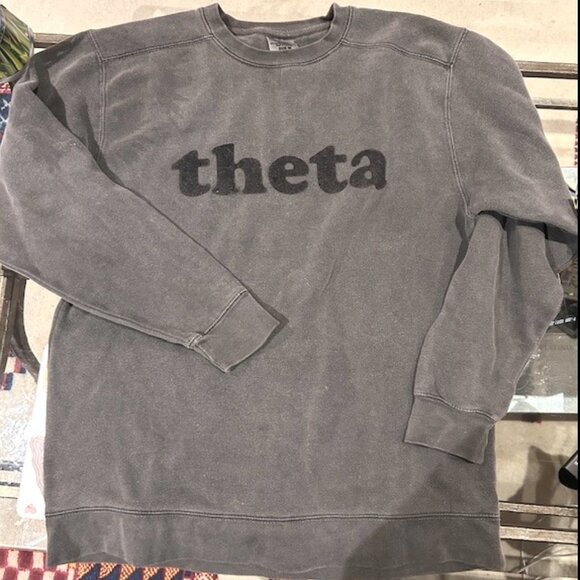 "Theta" sweatshirt dark grey, black suede, size Medium comfy - Picture 1 of 6
